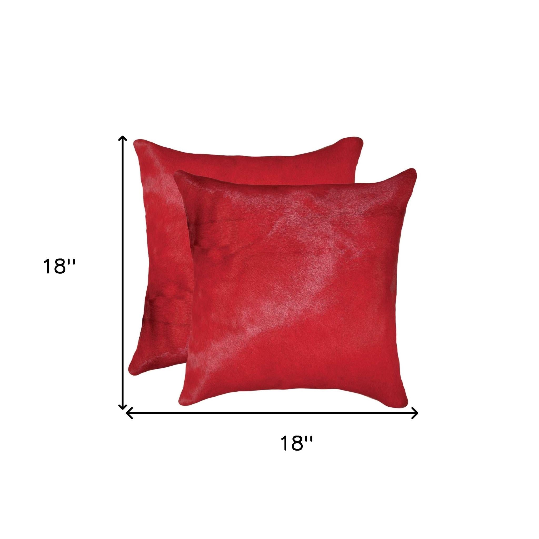 18" X 18" X 5" Wine Cowhide  Pillow 2 Pack