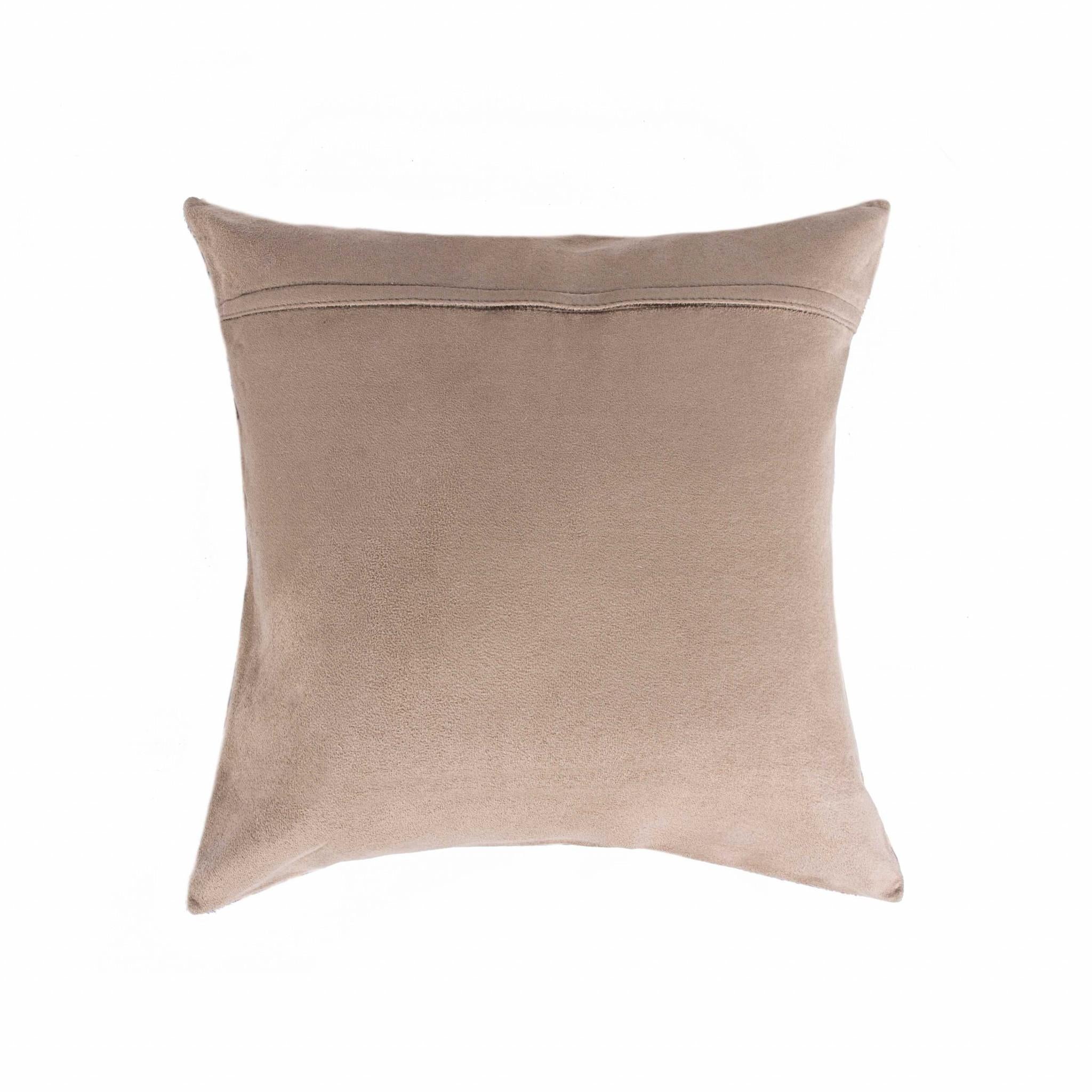 Set of Two 18" Brown And White Cowhide Throw Pillows