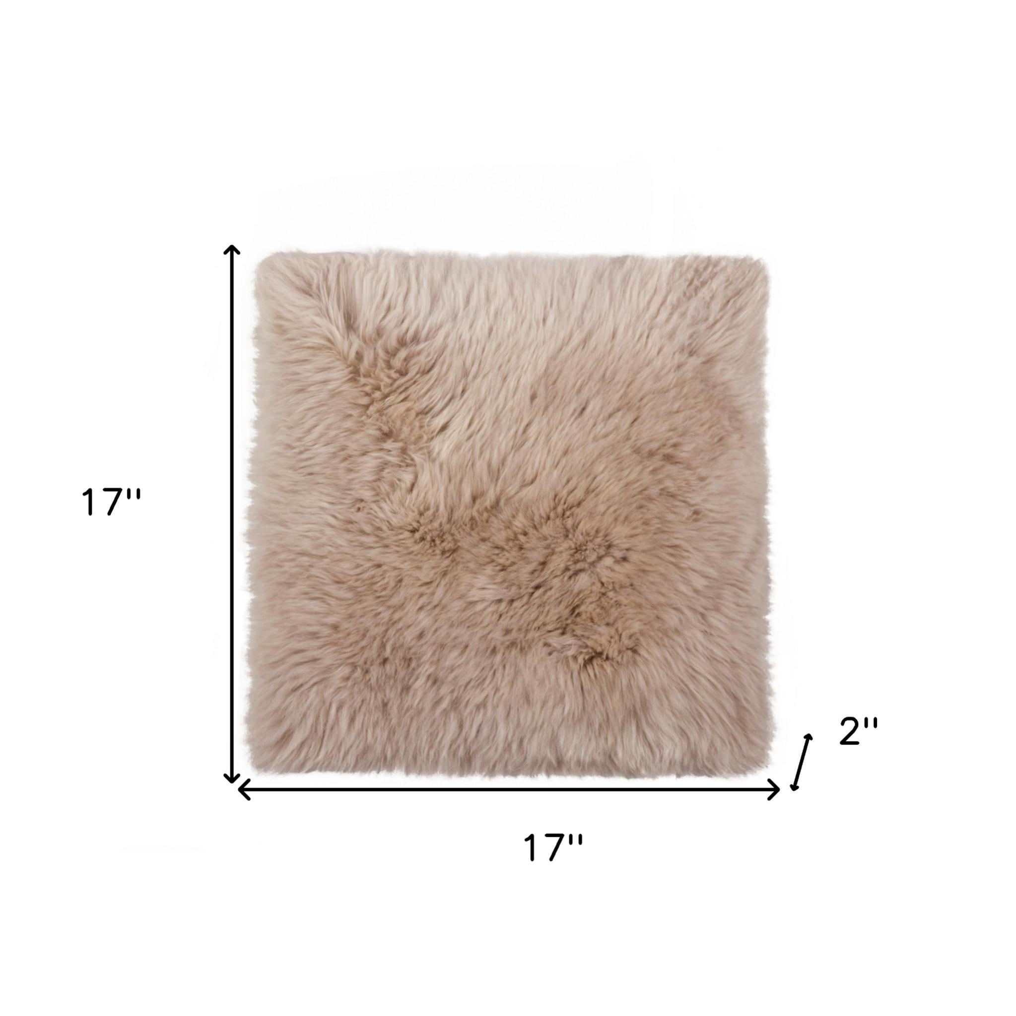 17" X 17" Taupe New Zealand Sheepskin Dining Chair Pad