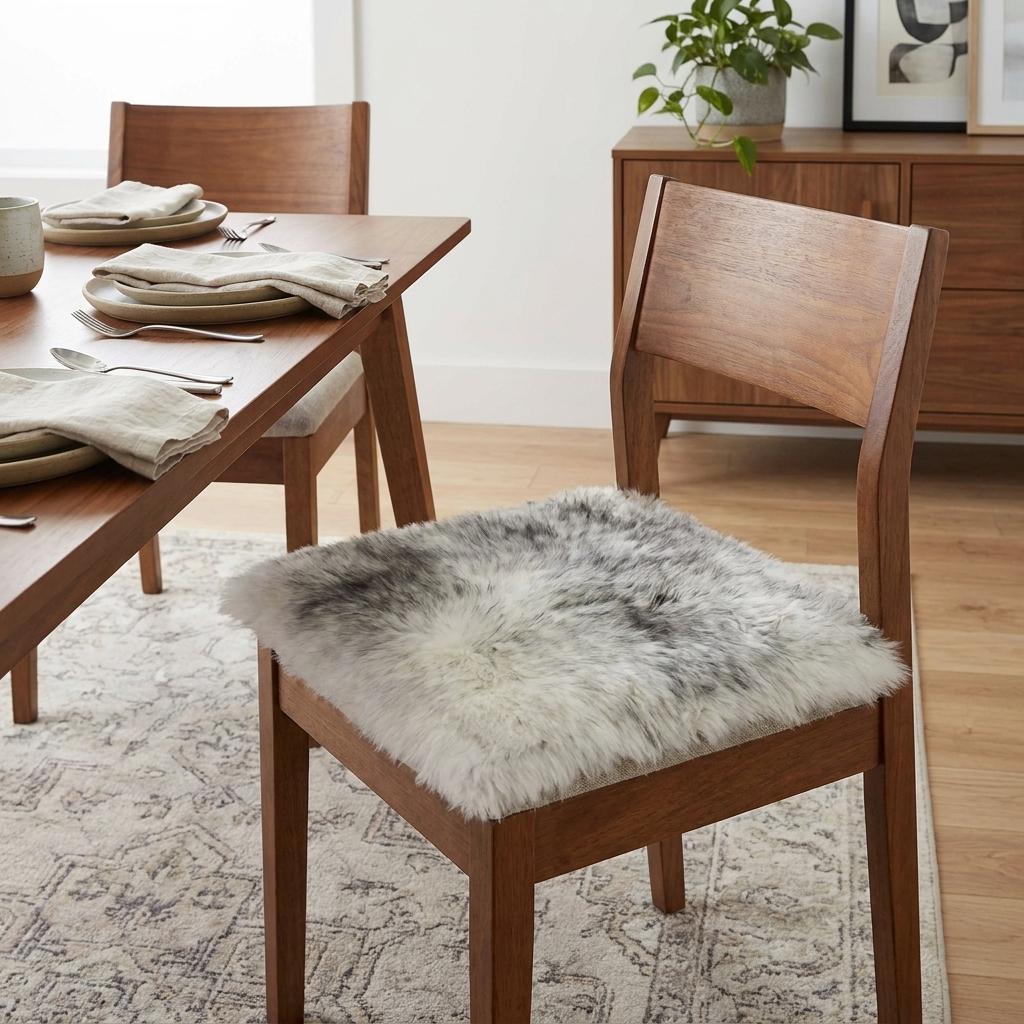 17" X 17" Gray Genuine Sheepskin Chair Pad