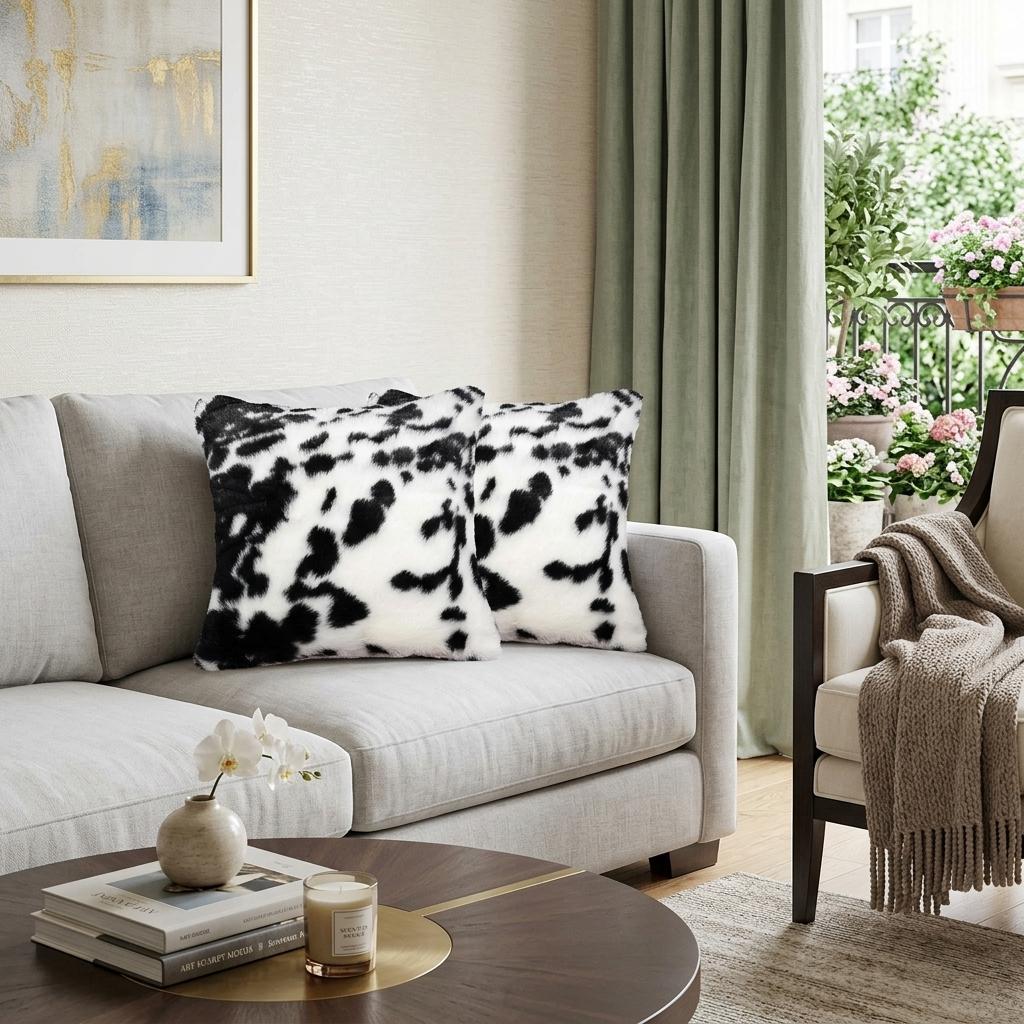 18" X 18" X 5" Sugarland Black And White Faux  Pillow 2 Pack