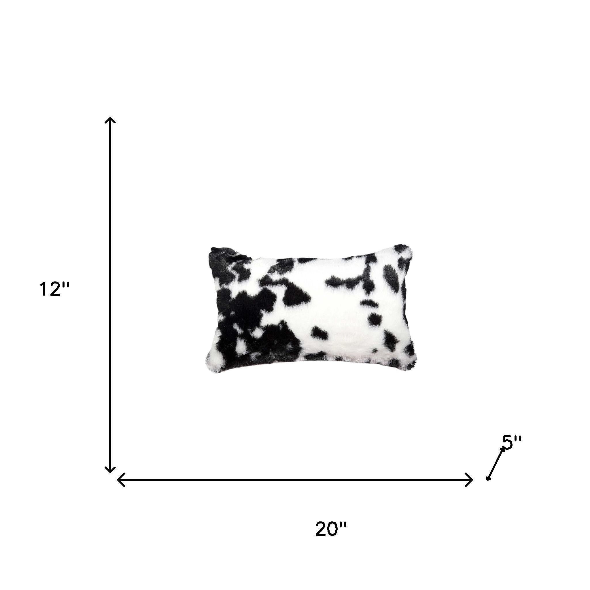 Set of Two 12" X 20" Black and White Throw Pillows