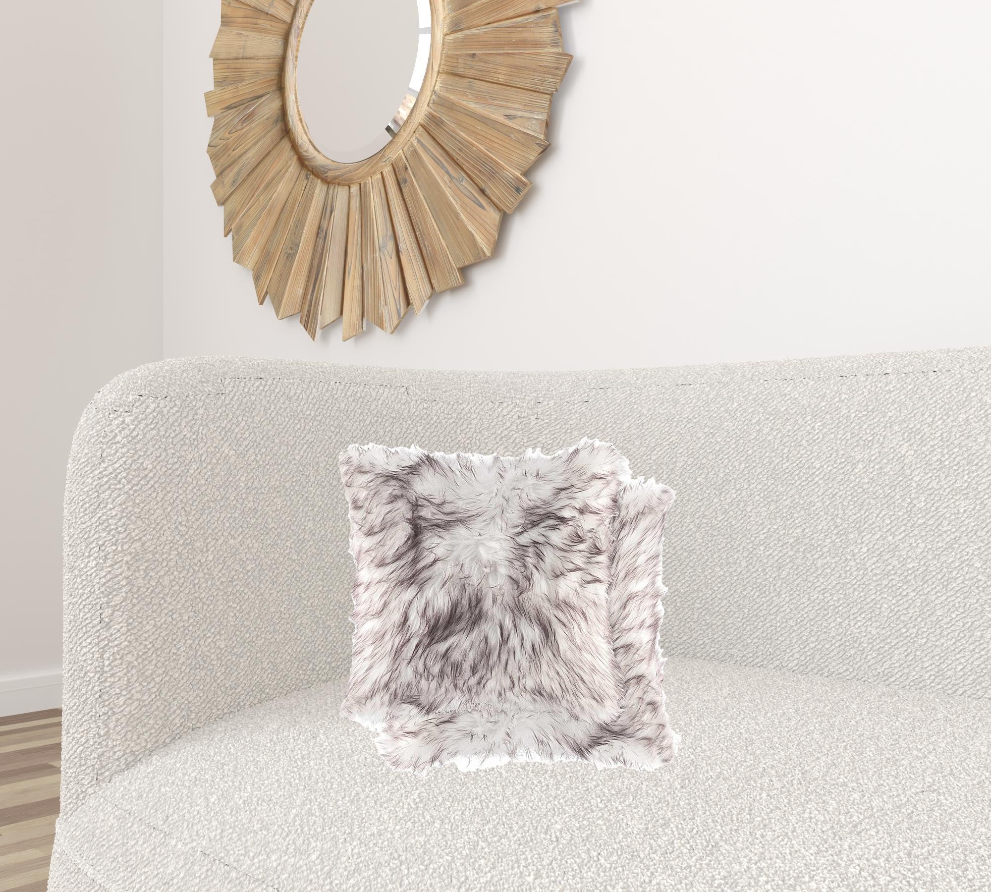 Set of Two 18" Chocolate Faux Fur Throw Pillow