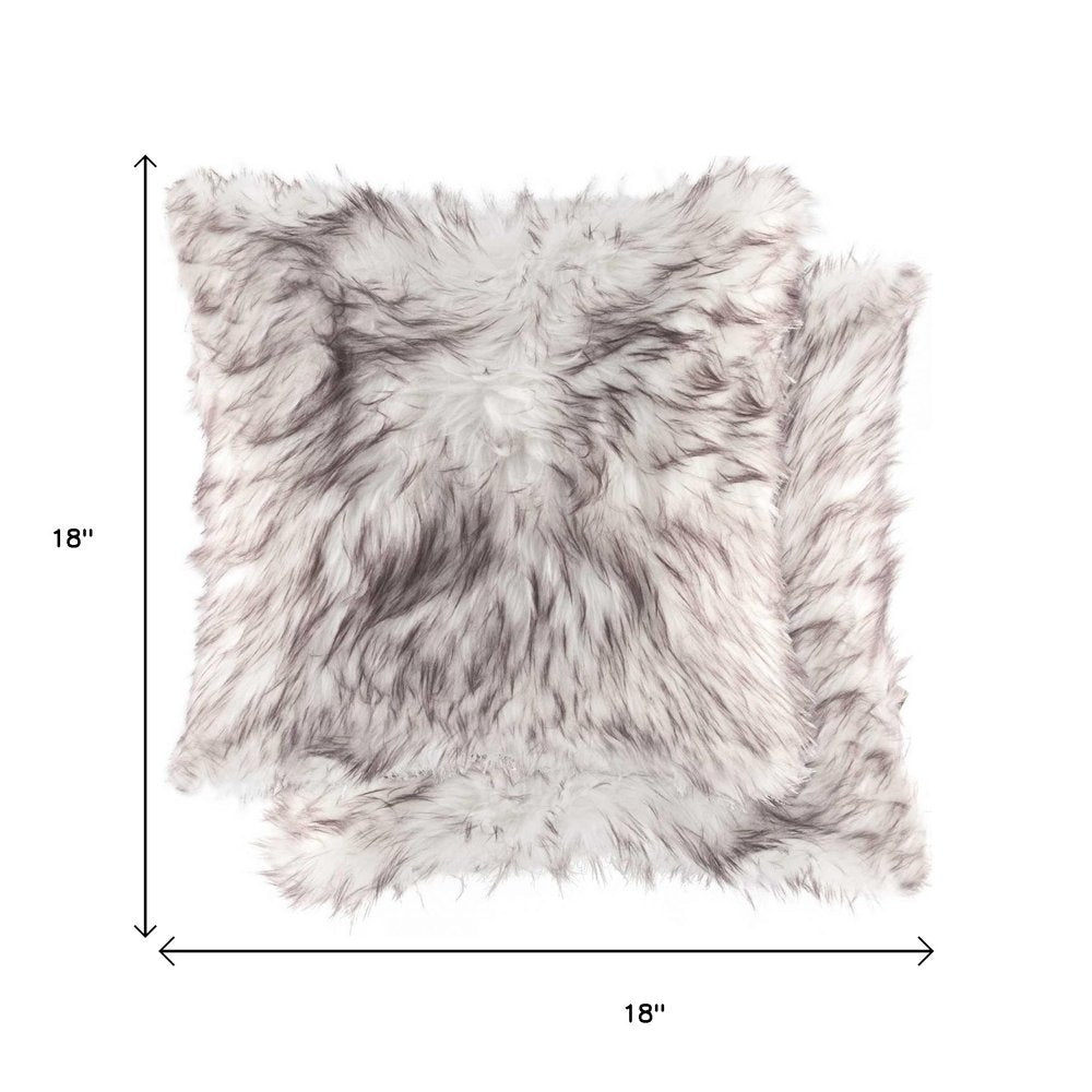 Set of Two 18" Brown And Off White Throw Pillows