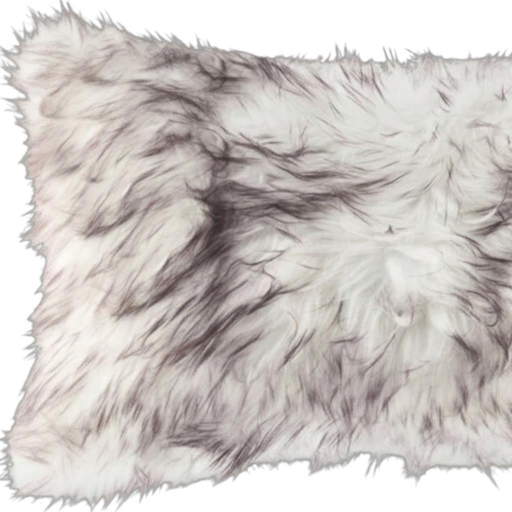 Set of Two 12" X 20" Chocolate Faux Fur Throw Pillow