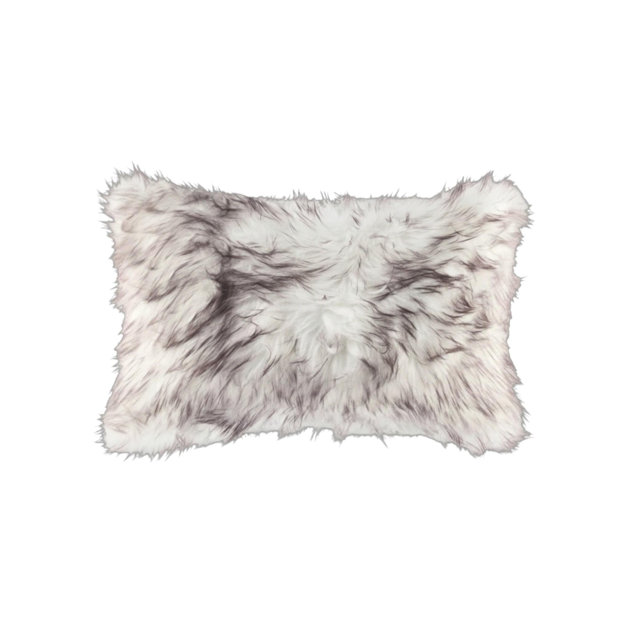 Set of Two 12" X 20" Chocolate Faux Fur Throw Pillow