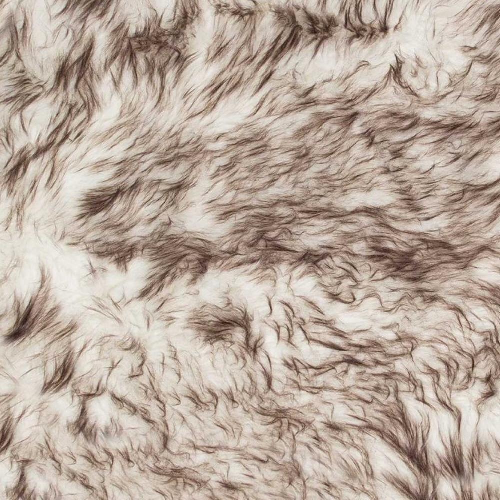 2' X 3' Brown and White Faux Sheepskin Ombre Machine Tufted Non Skid Area Rug