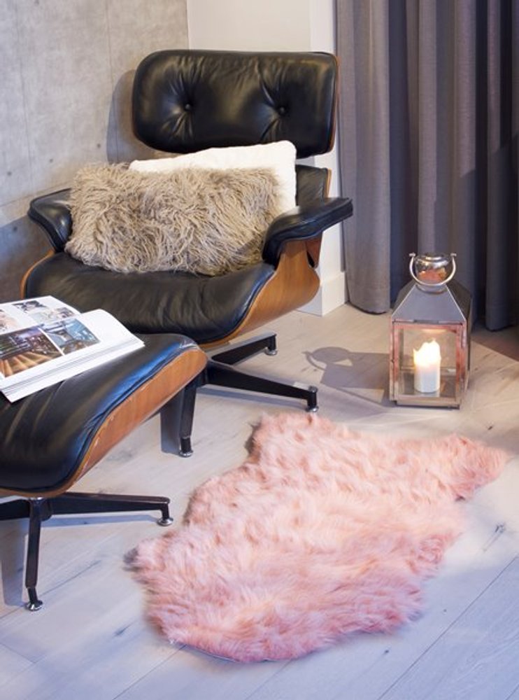 2' X 3' Dusty Rose Faux Sheepskin Washable Area Rug