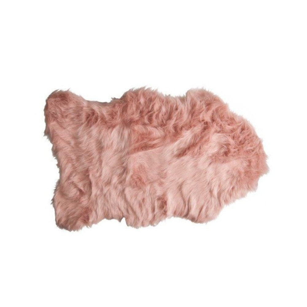 2' X 3' Dusty Rose Faux Sheepskin Washable Area Rug