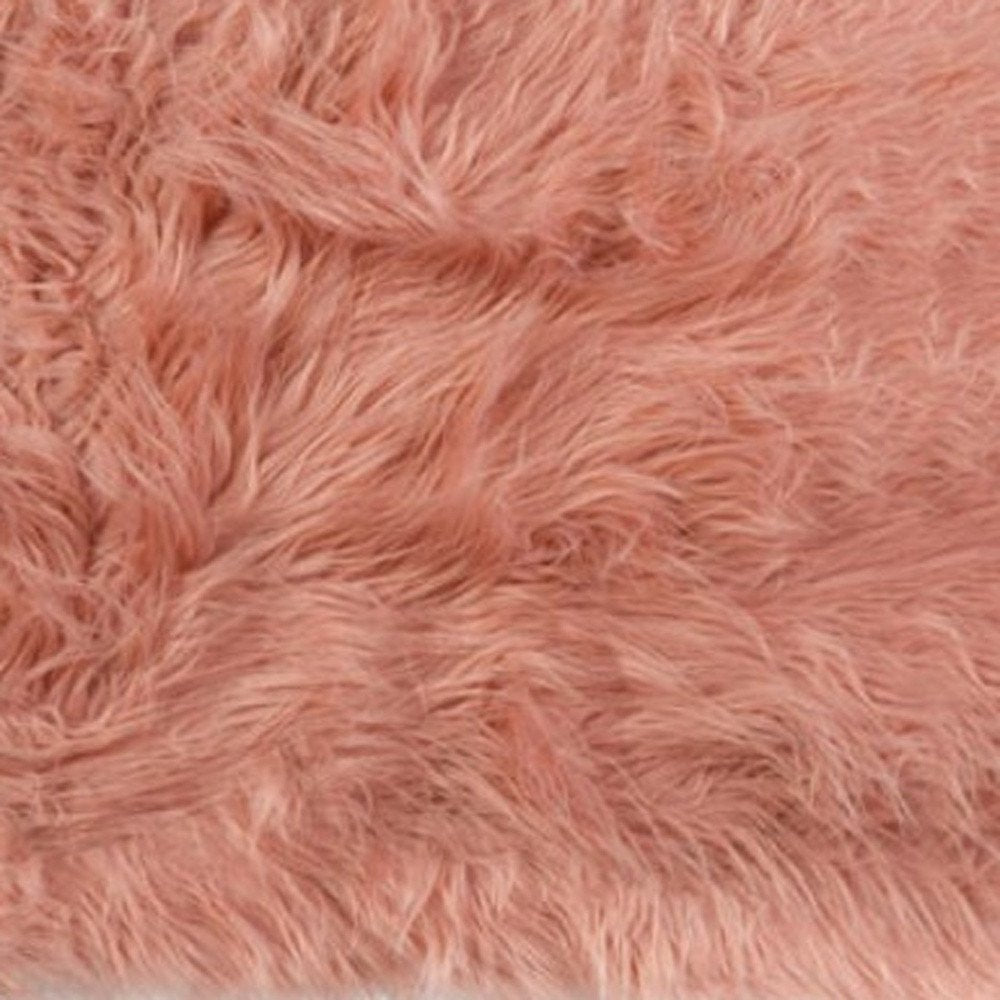 Set of Two 16" X 2" Pink Faux Fur Dining Chair Pads