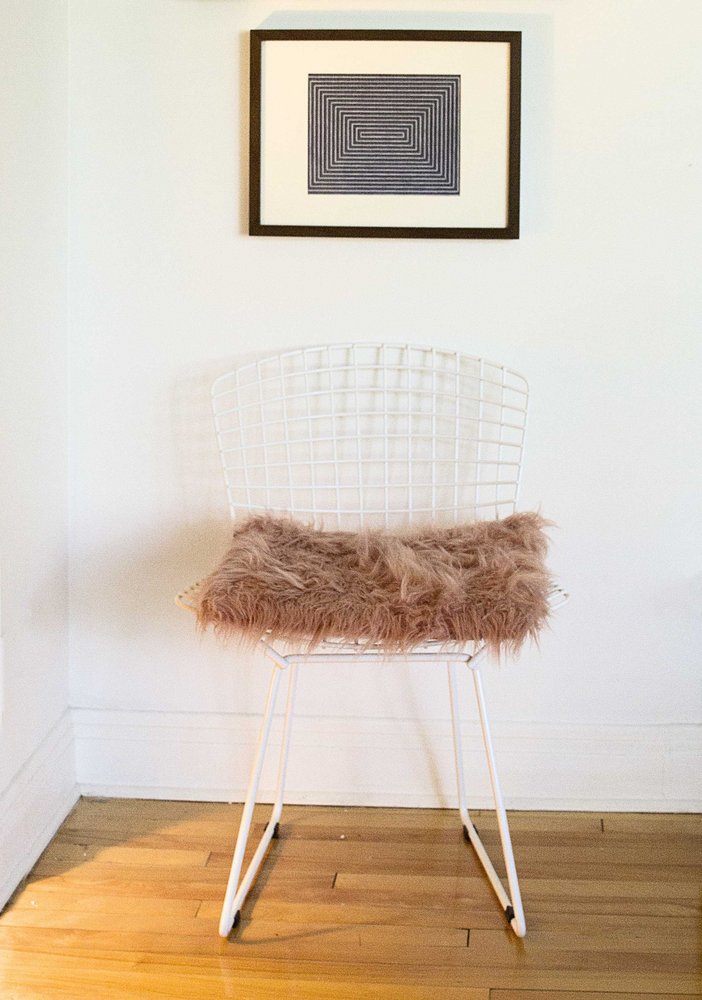 Set of Two 16" X 2" Pink Faux Fur Dining Chair Pads