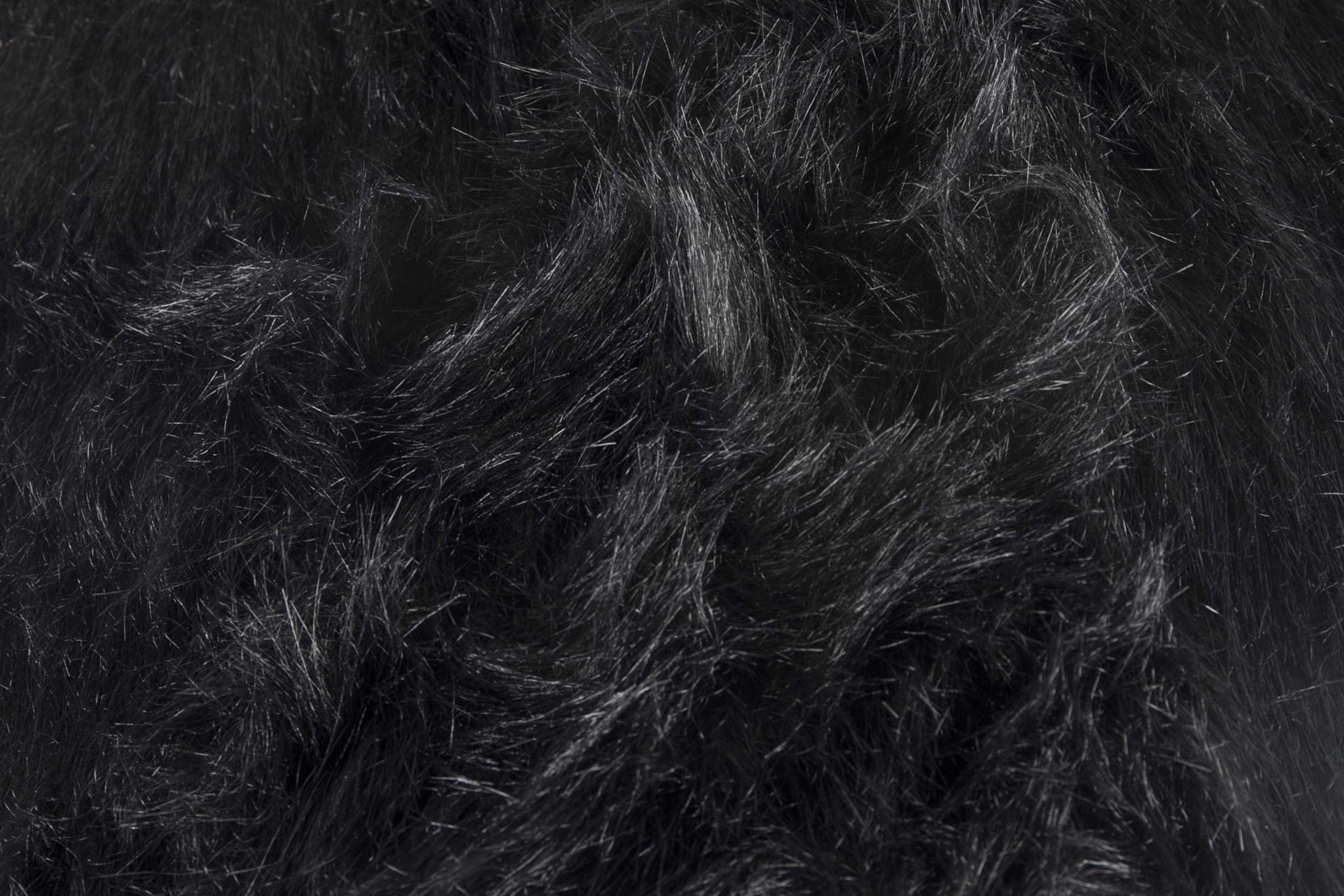 Set of Two 16" X 2" Black Faux Fur Chair Pads