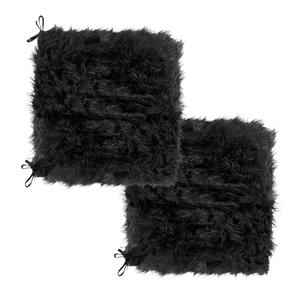 Set of Two 16" X 2" Pink Faux Fur Dining Chair Pads