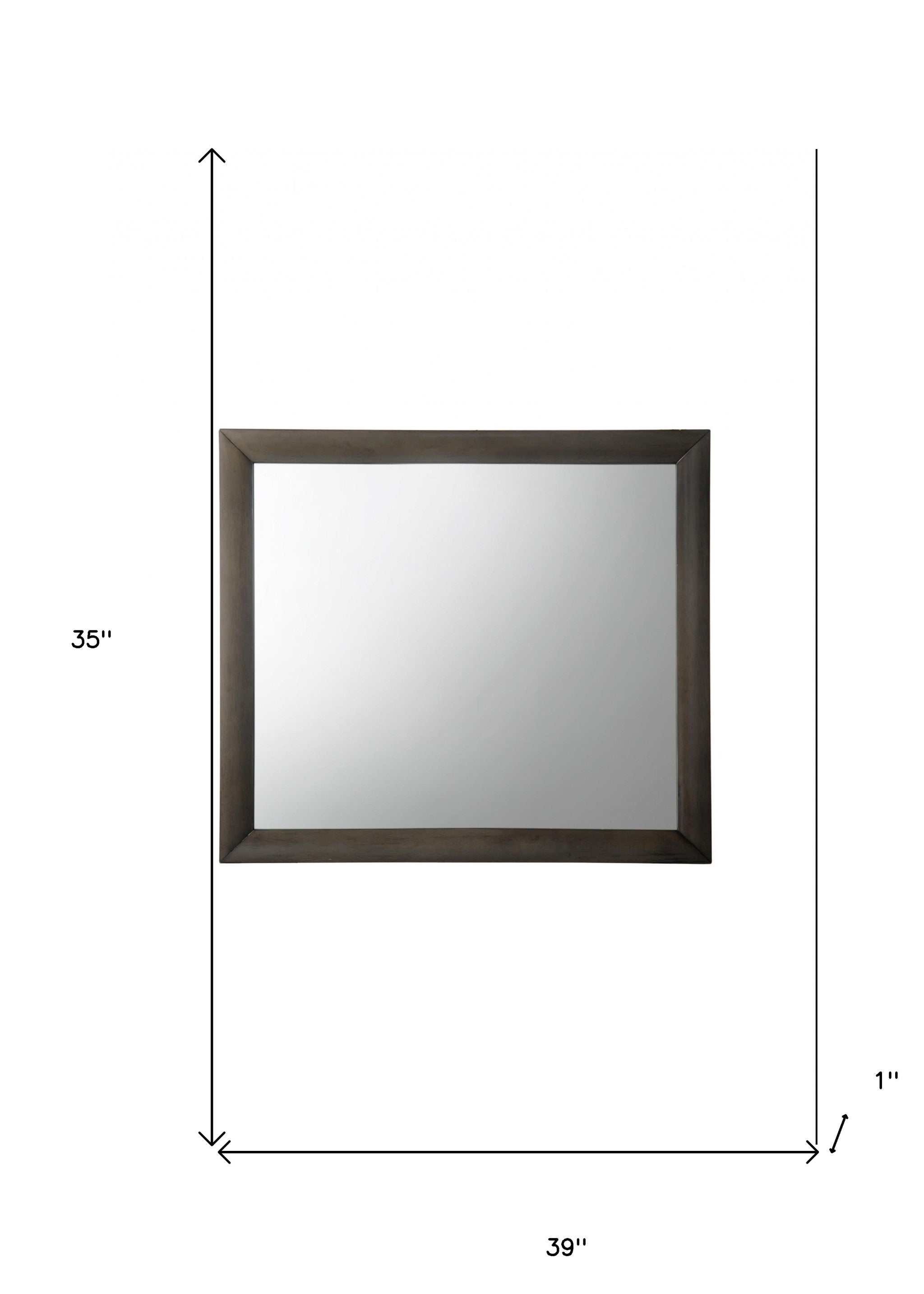 35" Gray Oak Framed Accent Mirror