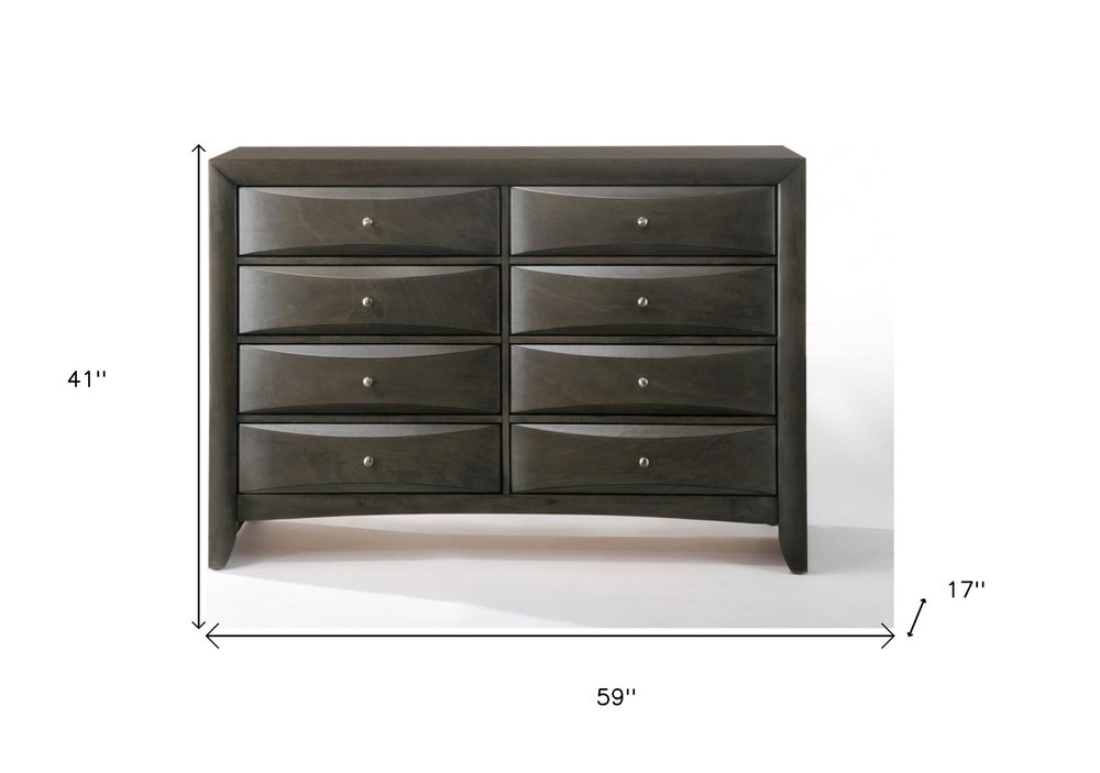 59" Gray Solid Wood Standard Dresser/Chest