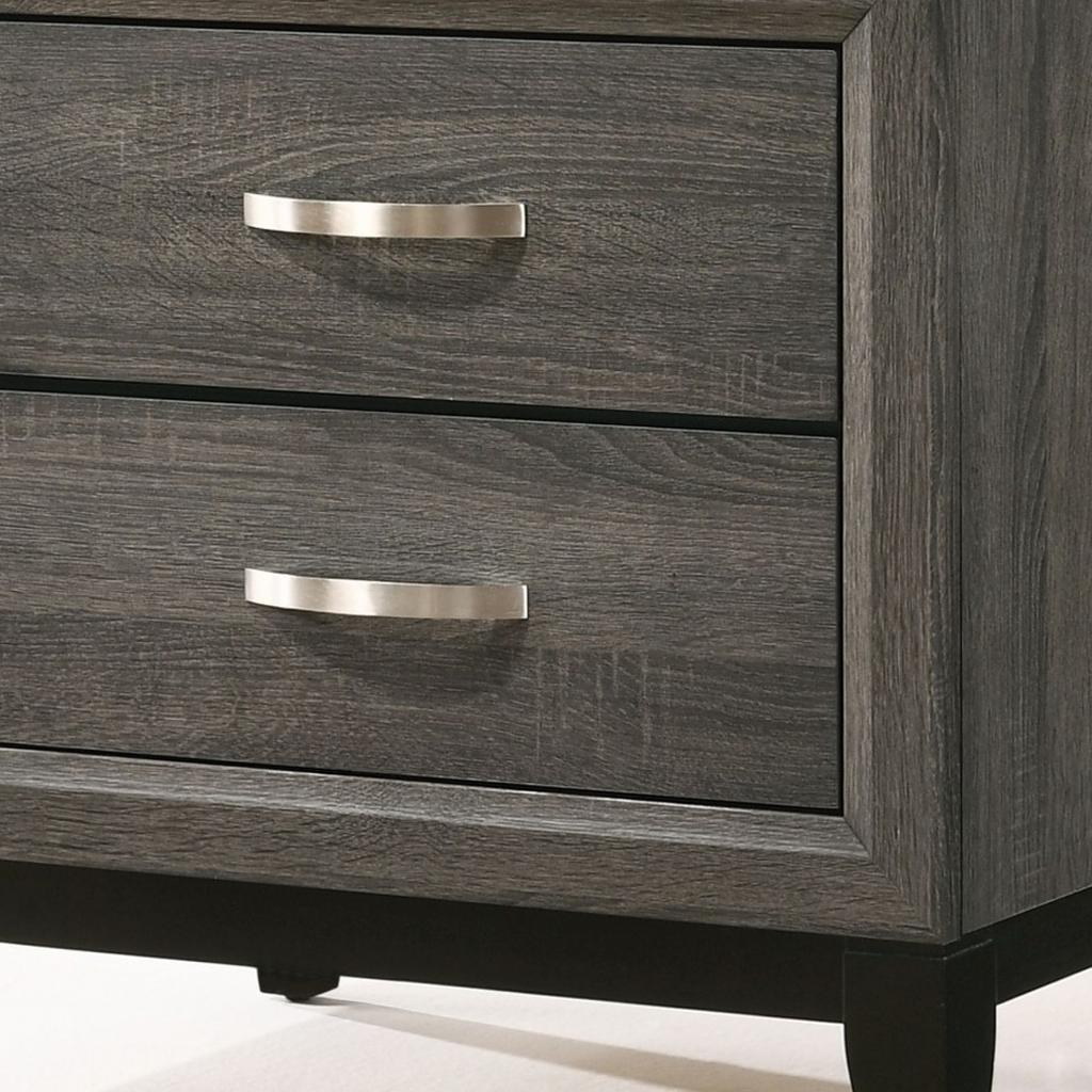 25" Gray Two Drawers Nightstand