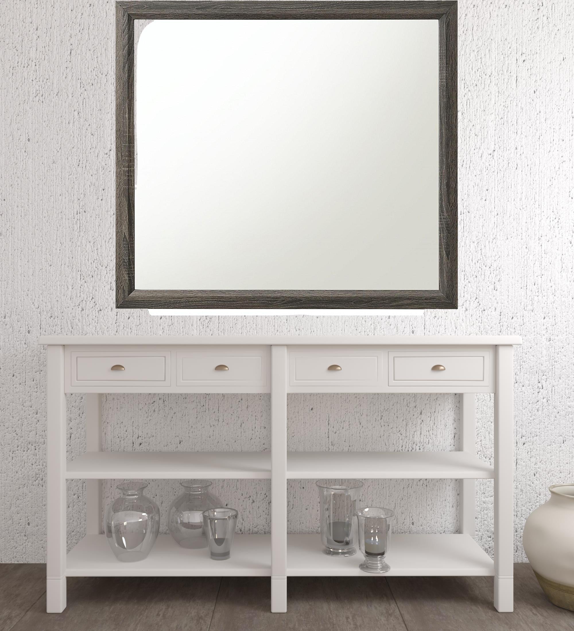 35" Rectangle Wall Mounted Accent Mirror With Frame