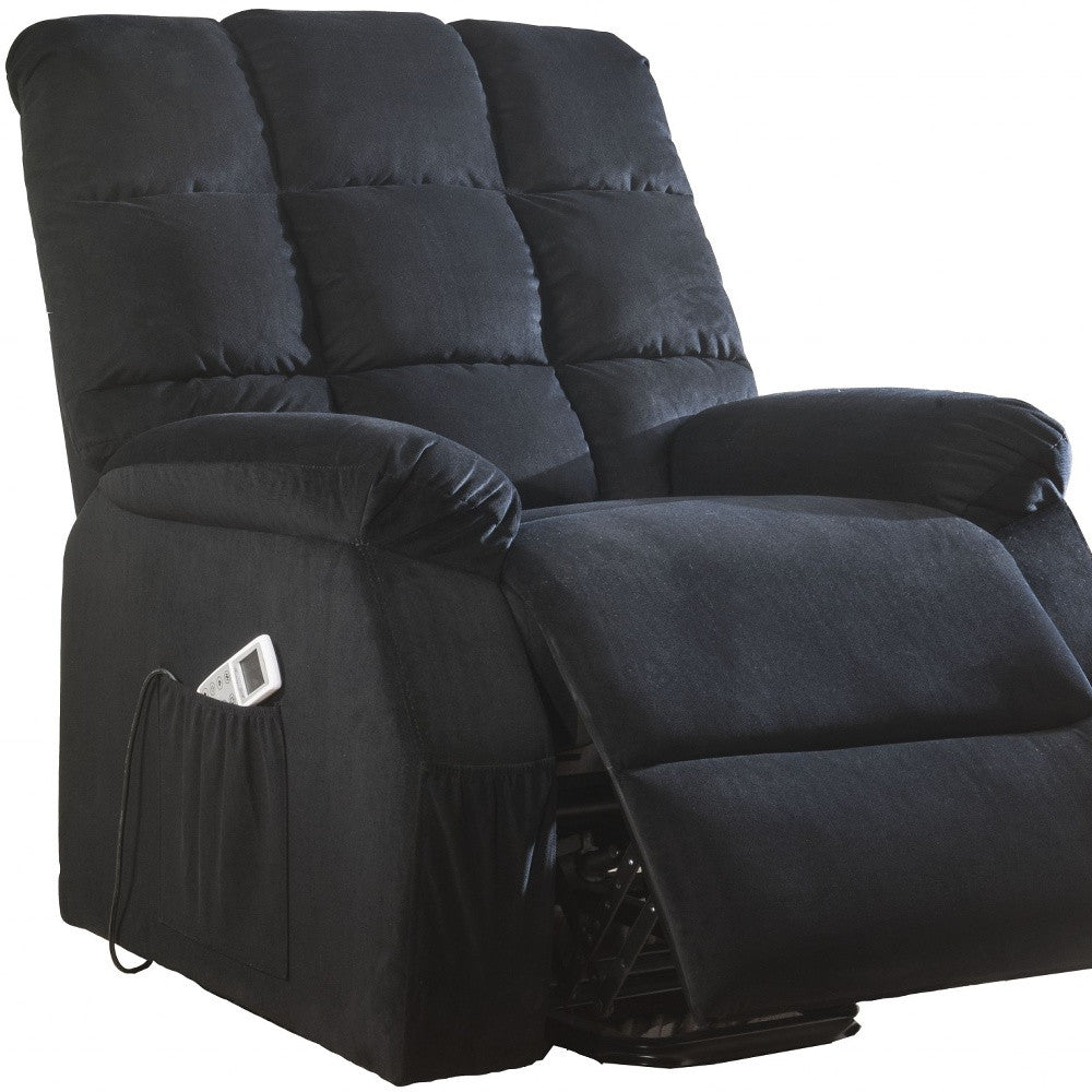34" Black Velvet Heated Massage Lift Assist Power Recliner