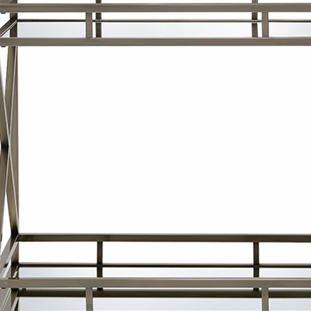 34" X 20" X 35" Antique Brass Metal Serving Cart