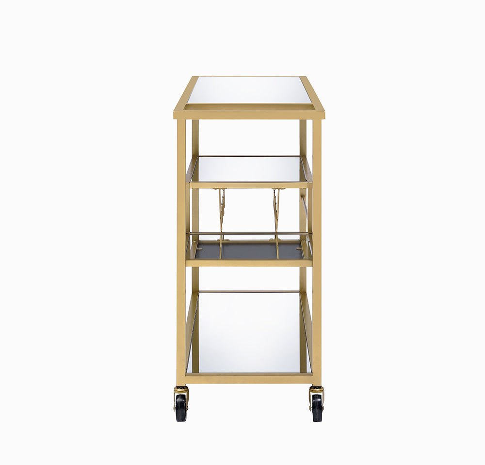 40" Clear and Gold Glass and Iron Rolling Prep Table