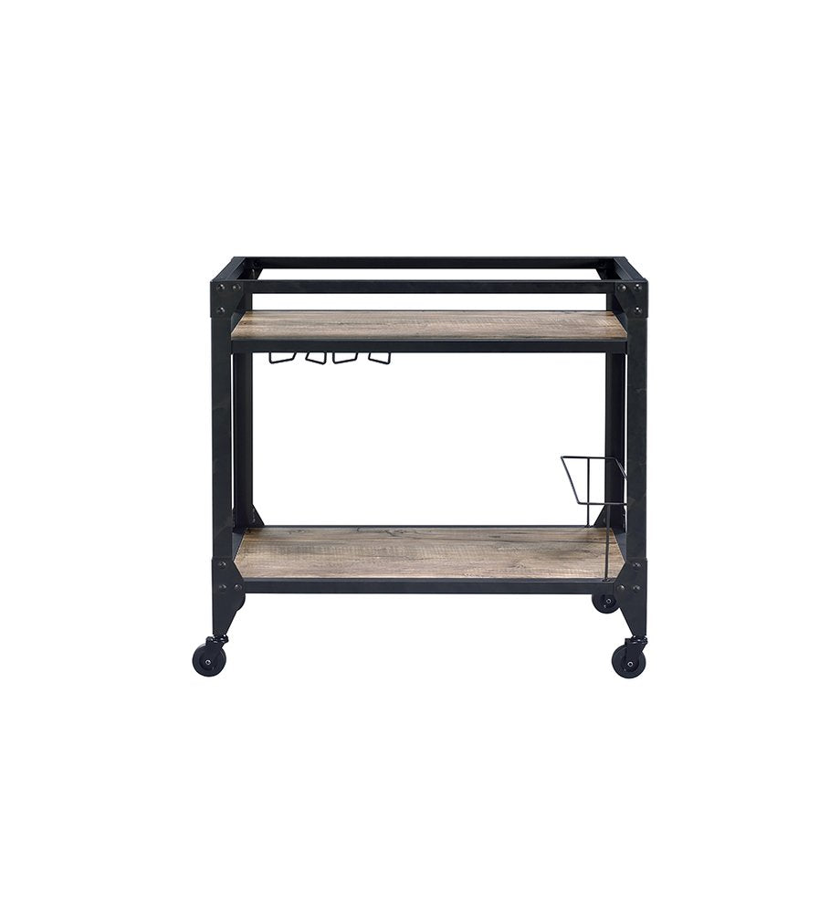 Black and Natural 32" Rolling Prep Table With Storage