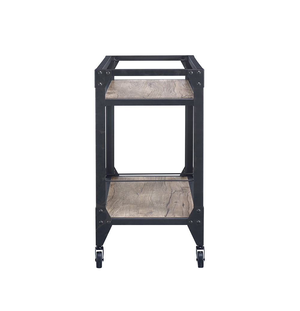 Black and Natural 32" Rolling Prep Table With Storage