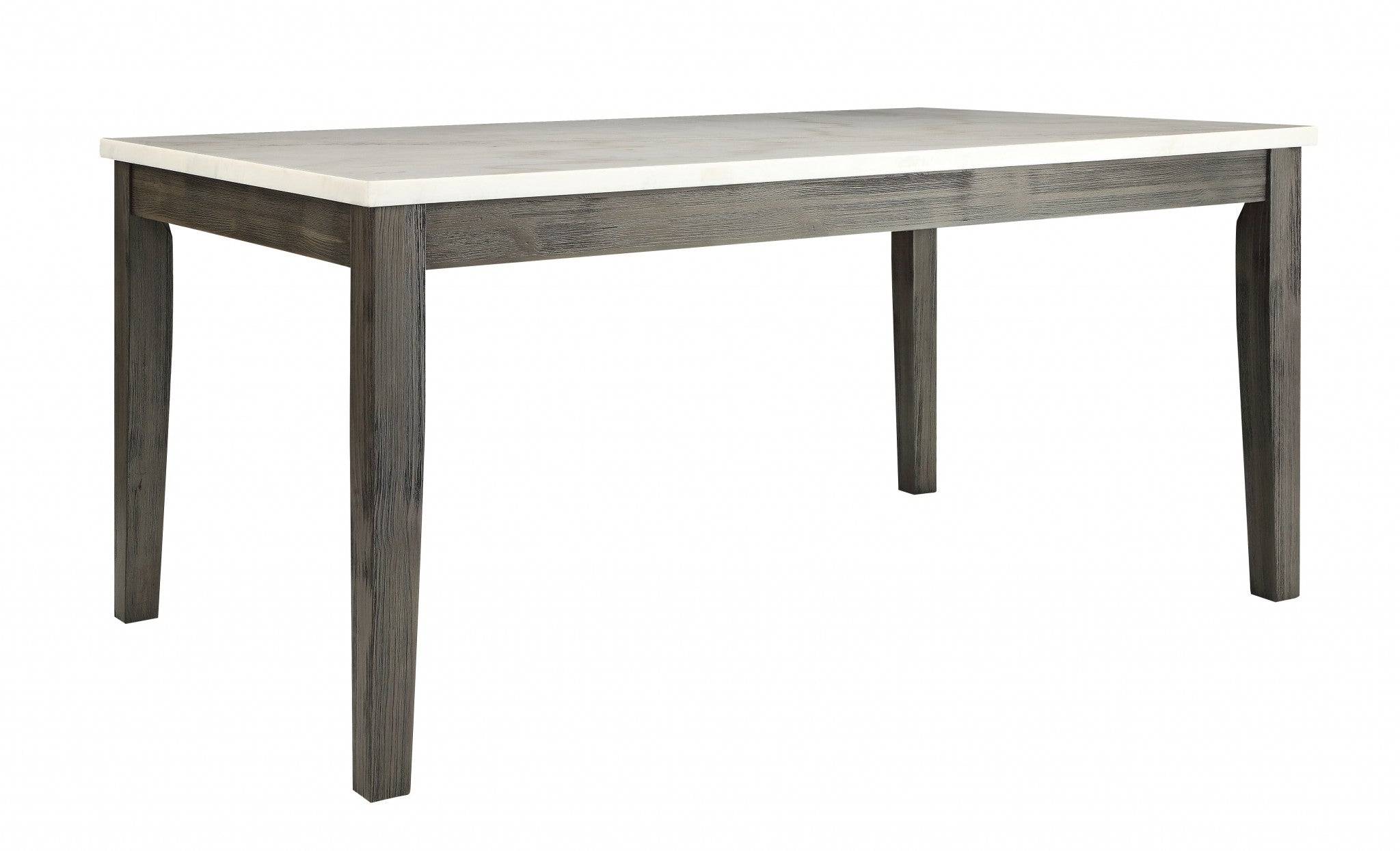 64" White and Gray Marble and Solid Wood Dining Table