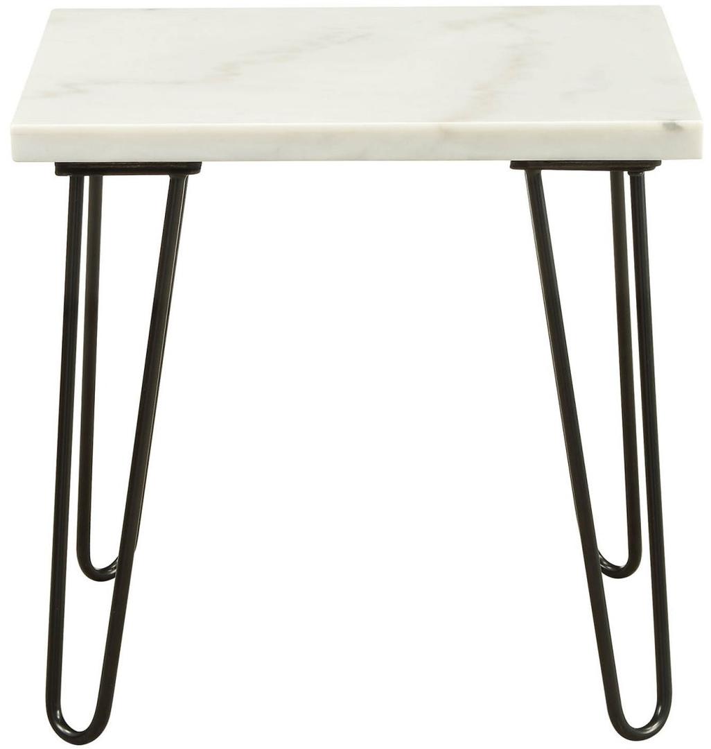 21" White Faux Marble End Table