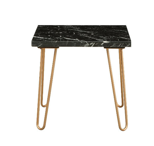 21" White Faux Marble End Table