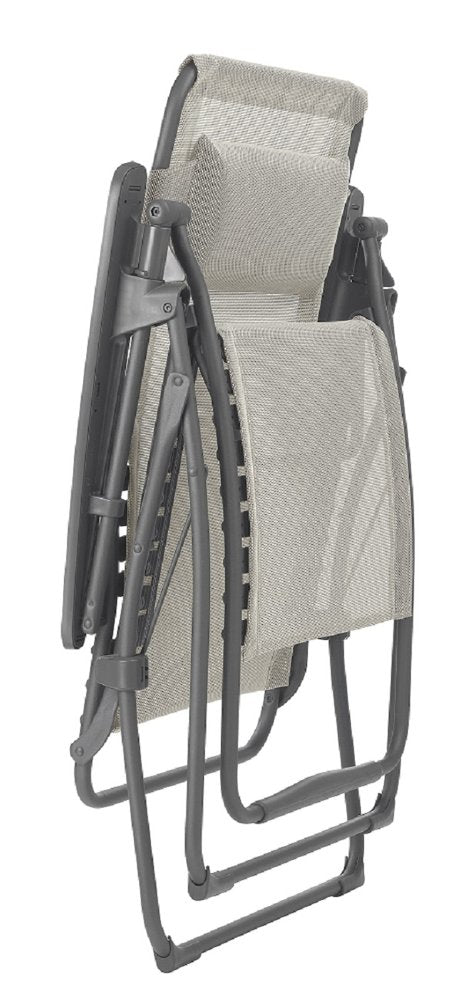 30" Blue and Gray Steel Outdoor Zero Gravity Chair with Blue Cushion