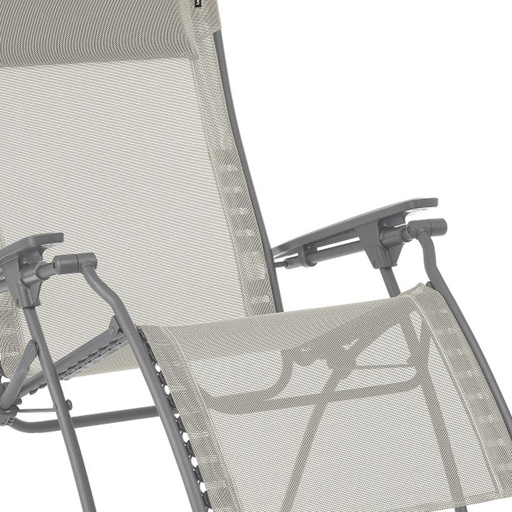 30" Blue and Gray Steel Outdoor Zero Gravity Chair with Blue Cushion