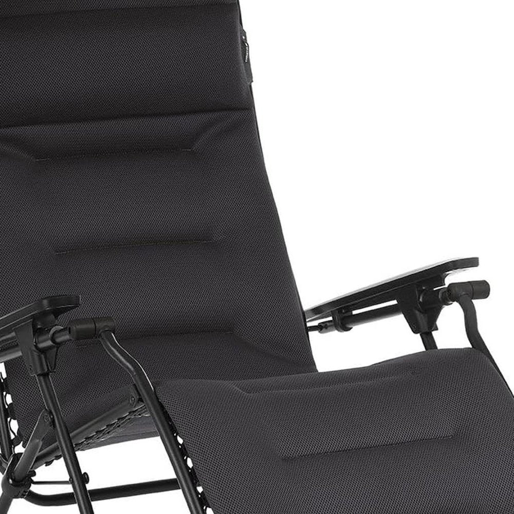 30" Black Steel Outdoor Zero Gravity Chair with Black Cushion