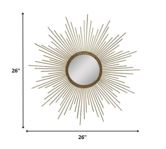 26" Gold Sunburst Metal Frame Accent Mirror