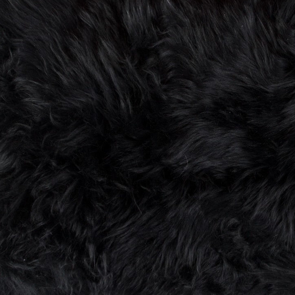 12" X 20" Black Sheepskin Lumbar Throw Pillow