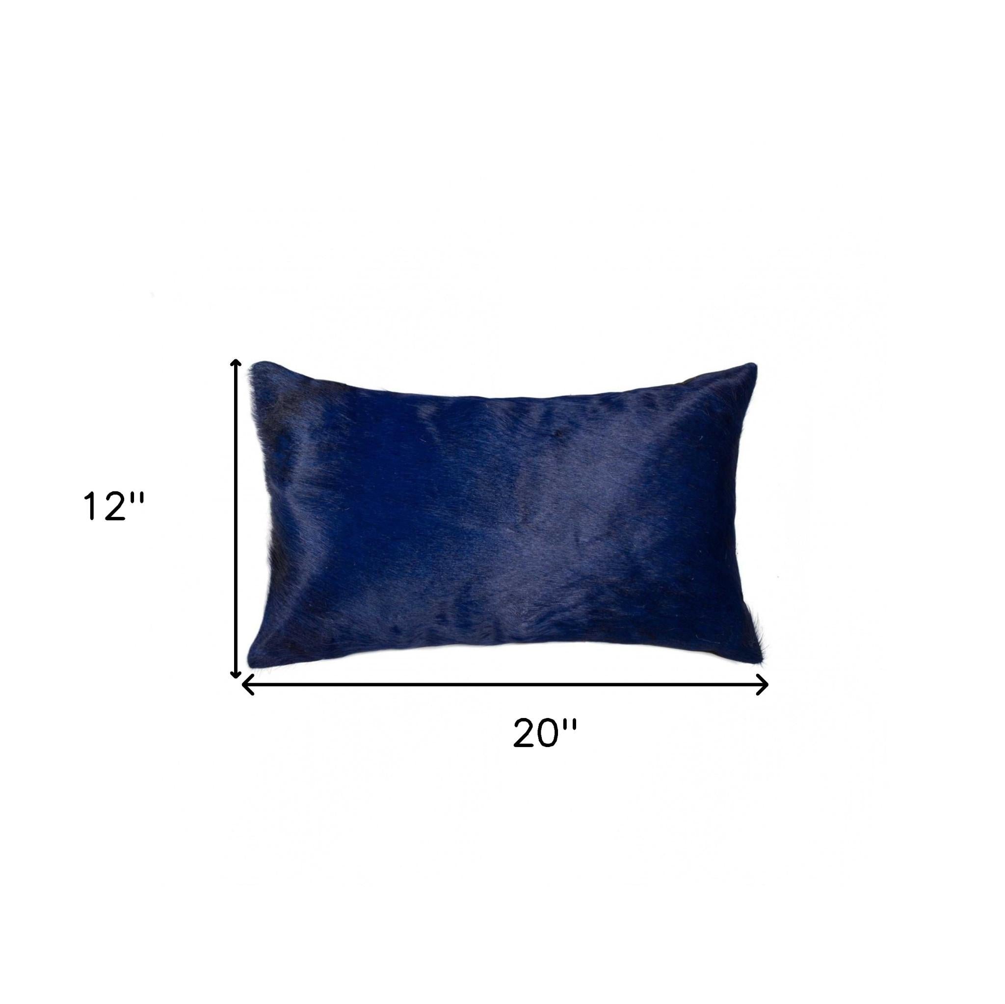 12" X 20" Navy Cowhide Throw Pillow