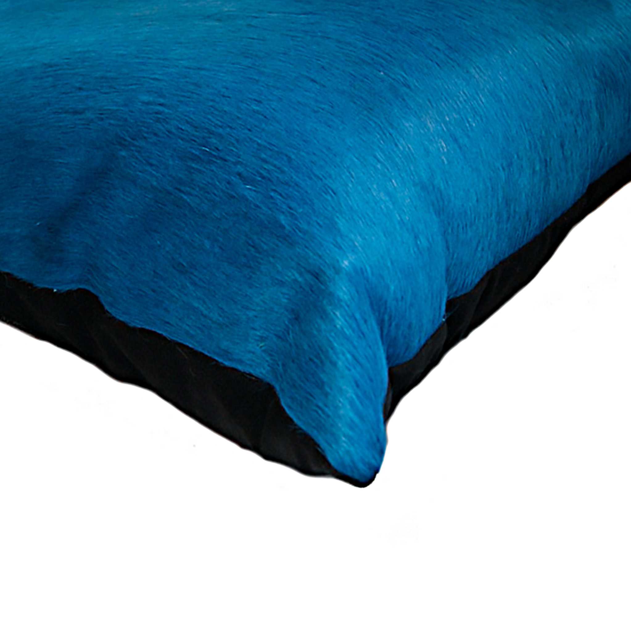 18" Blue Cowhide Throw Pillow