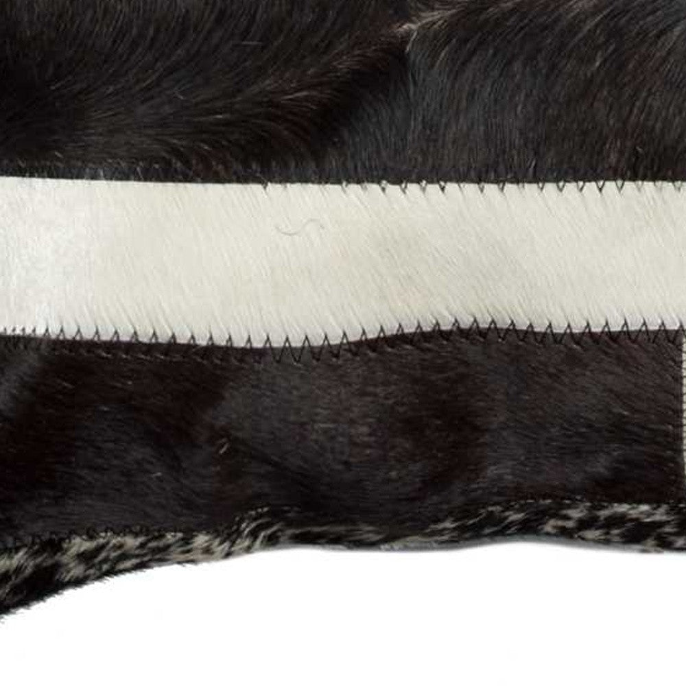 18" White And Black Cowhide Throw Pillow