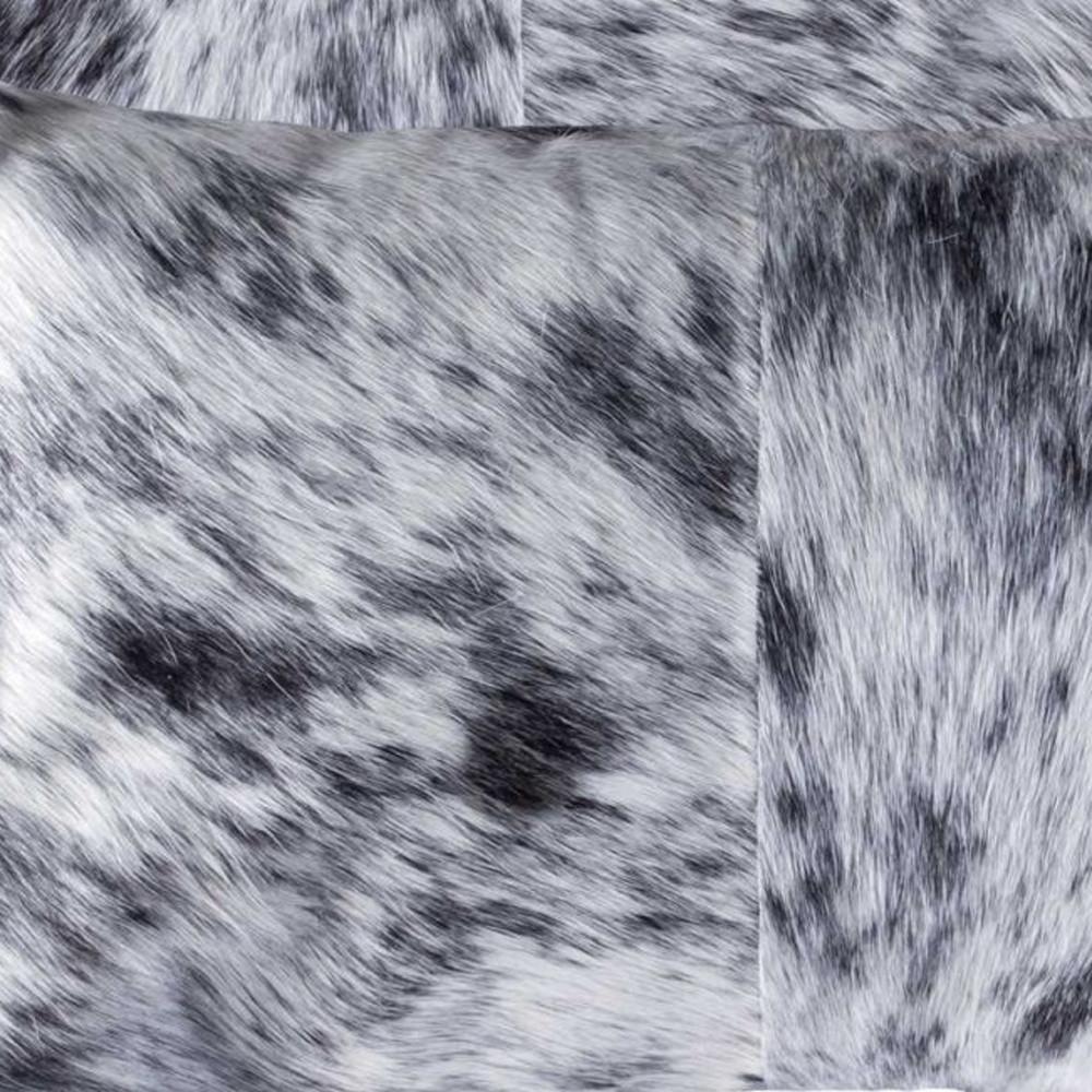 Set of Two 12" X 20" Black and White Cowhide Throw Pillow