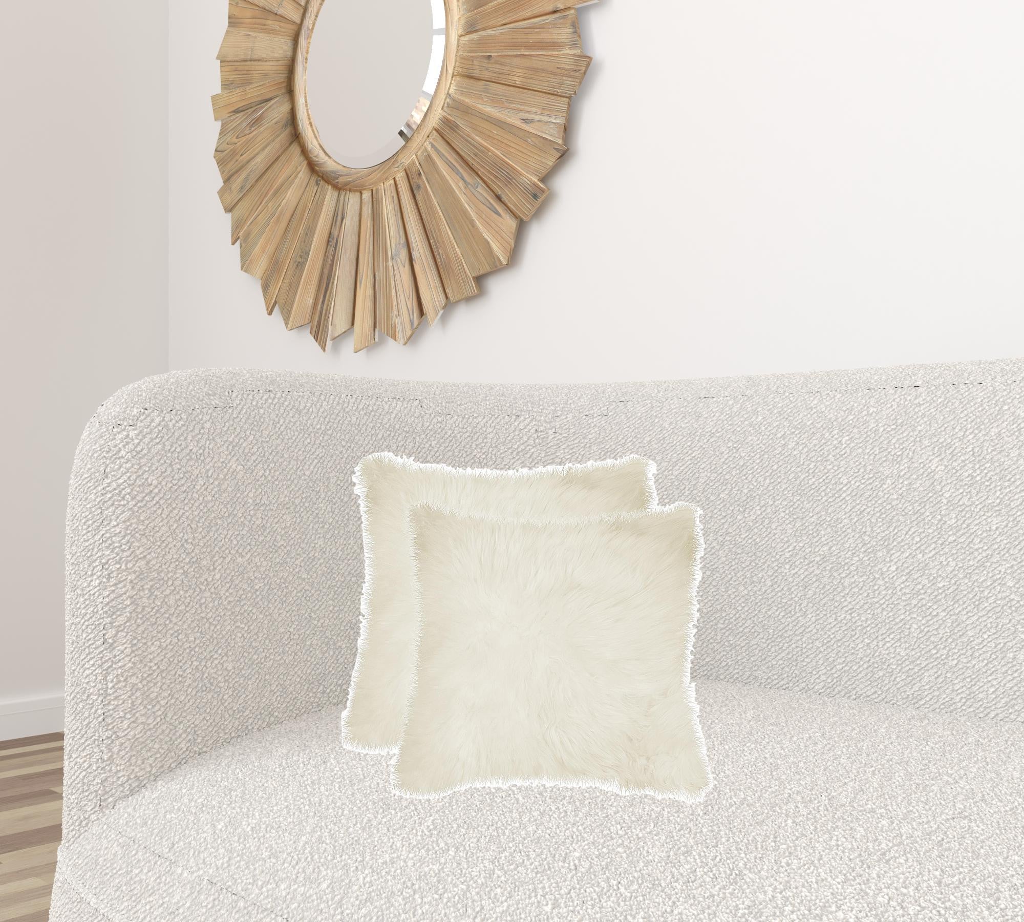 Set of Two 18" Natural Sheepskin Throw Pillows