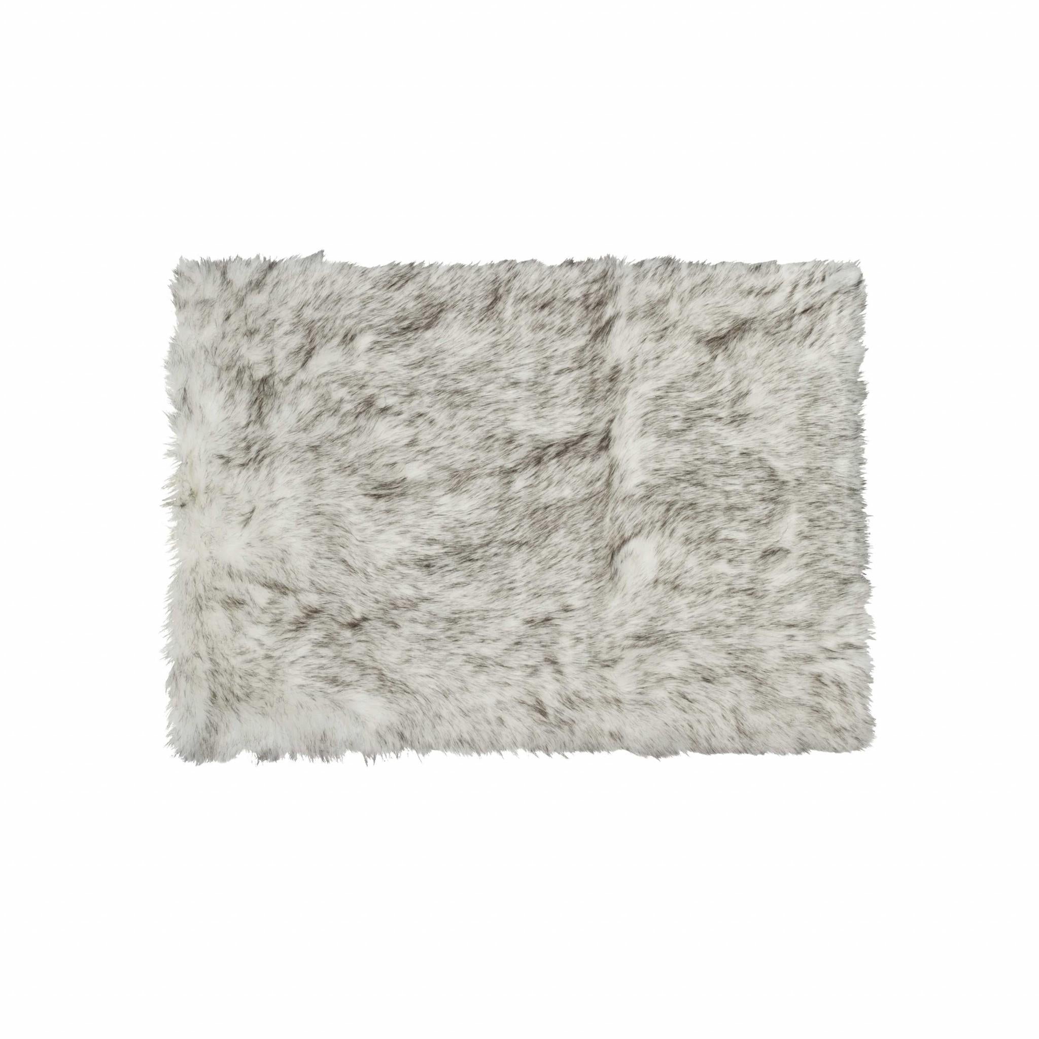 2' X 3' Gray And Ivory Faux Fur Area Rug