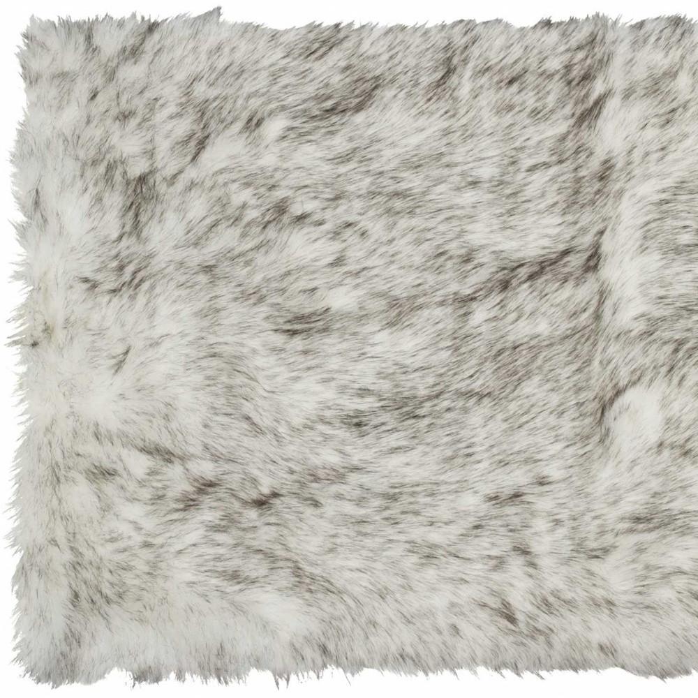 2' X 3' Gray And Ivory Faux Fur Area Rug