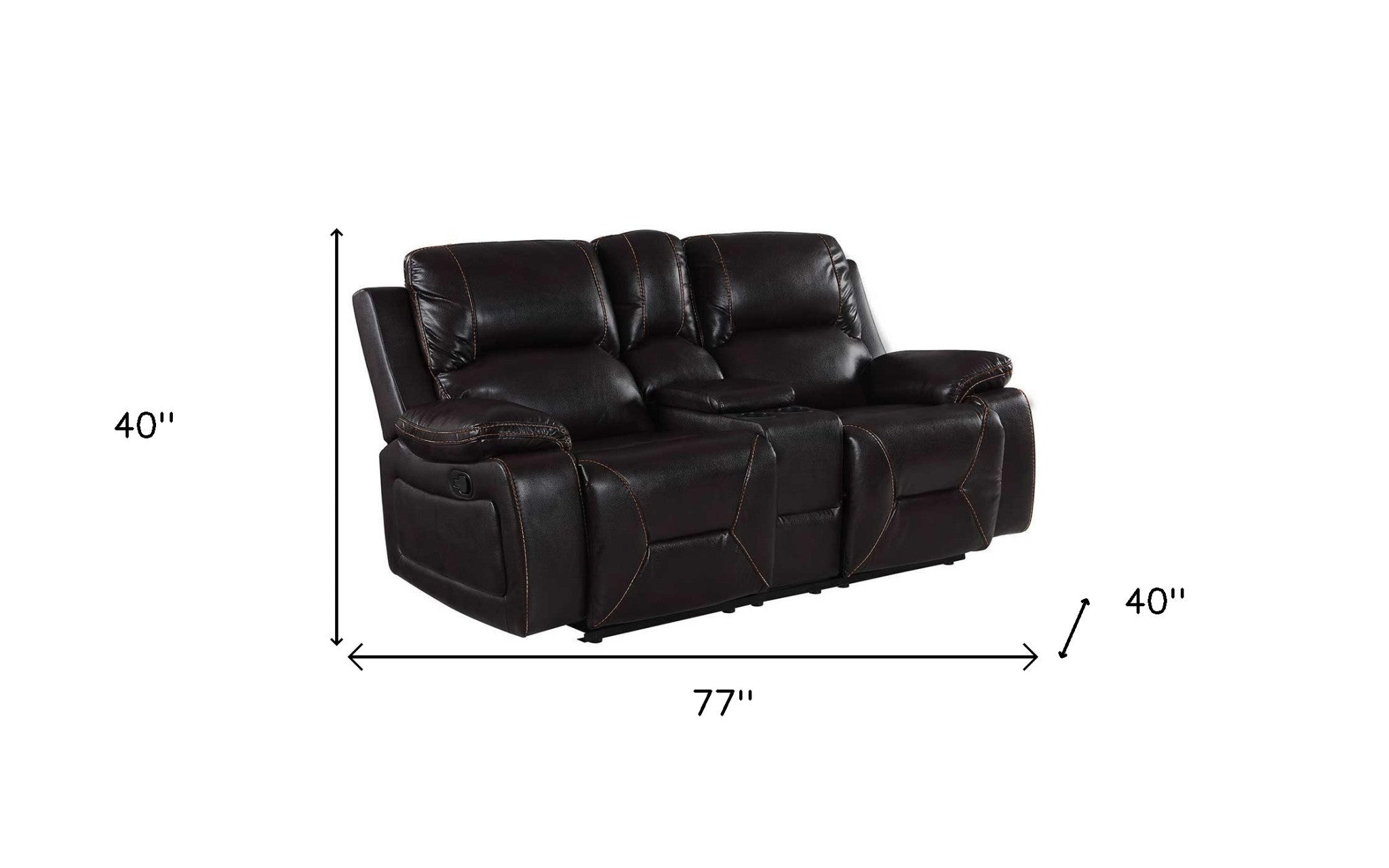 77" Brown Faux Leather Manual Reclining Love Seat With Storage