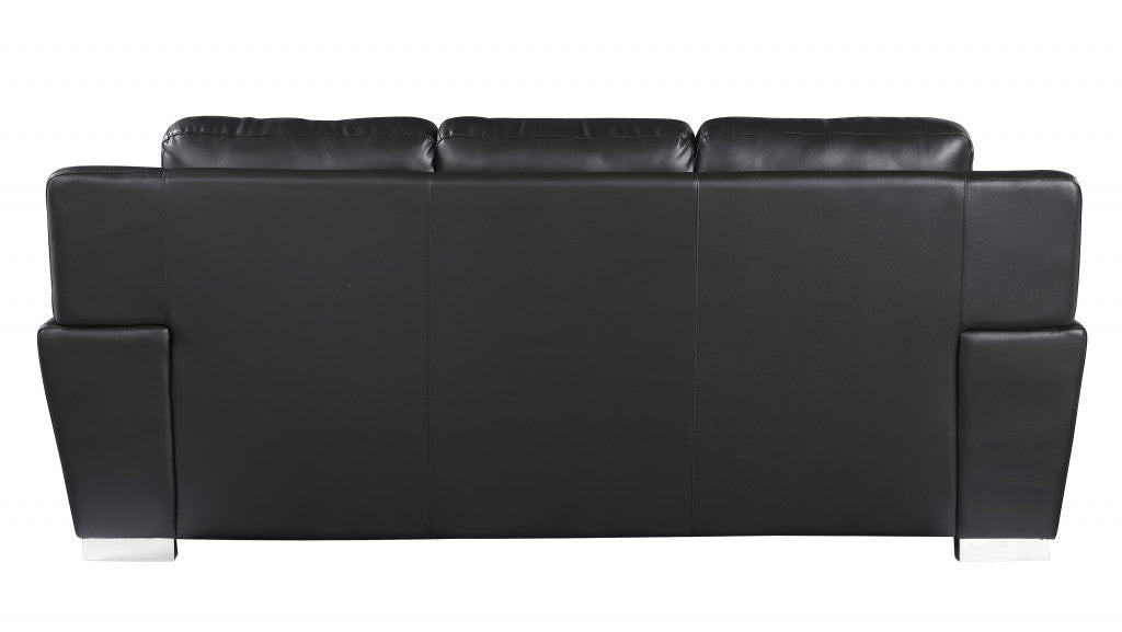 85" Black Genuine Leather Sofa