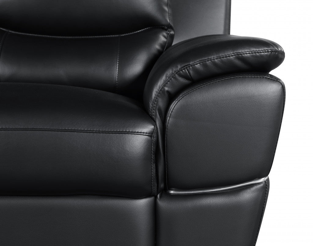 85" Black Genuine Leather Sofa