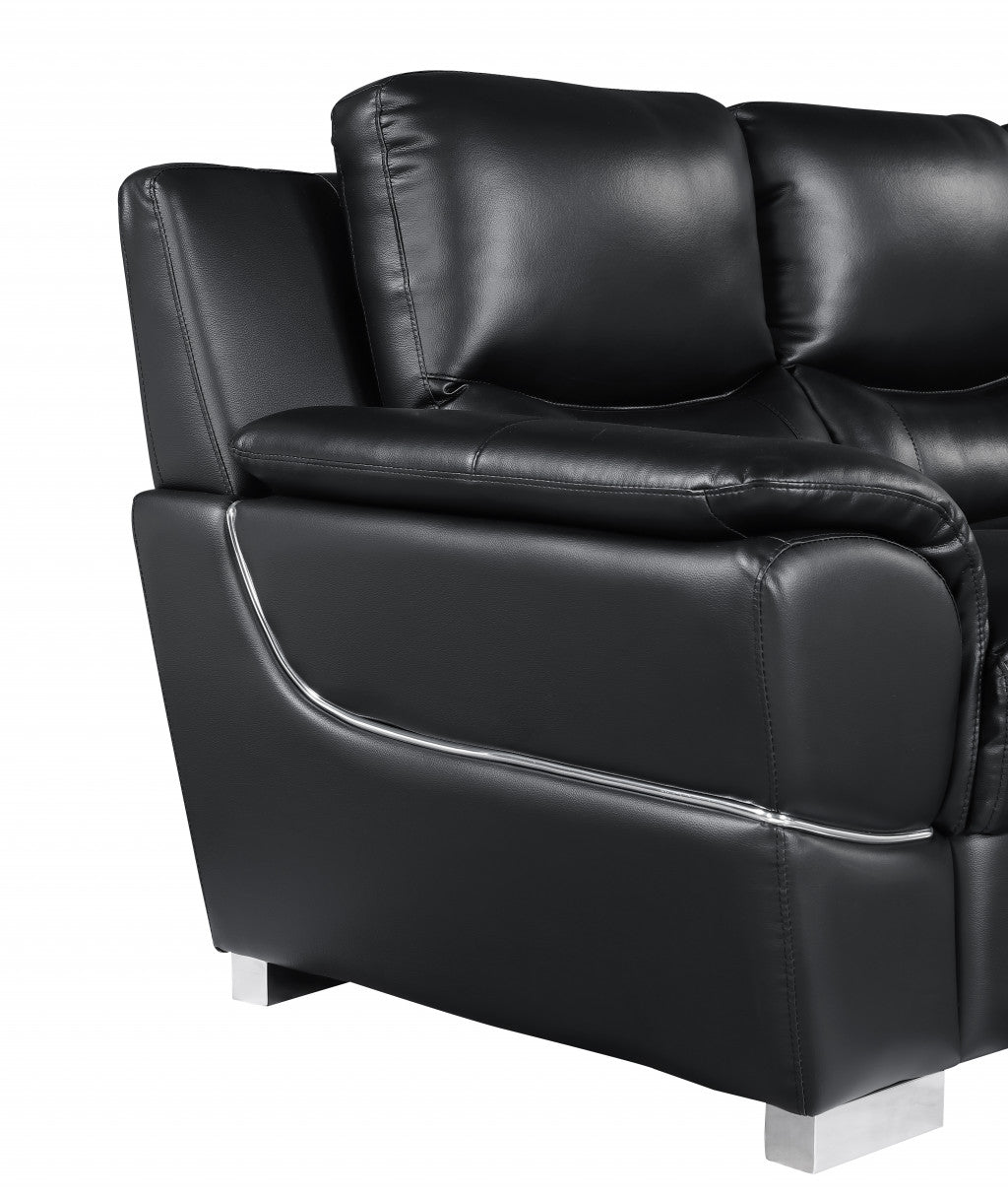 85" Black Genuine Leather Sofa