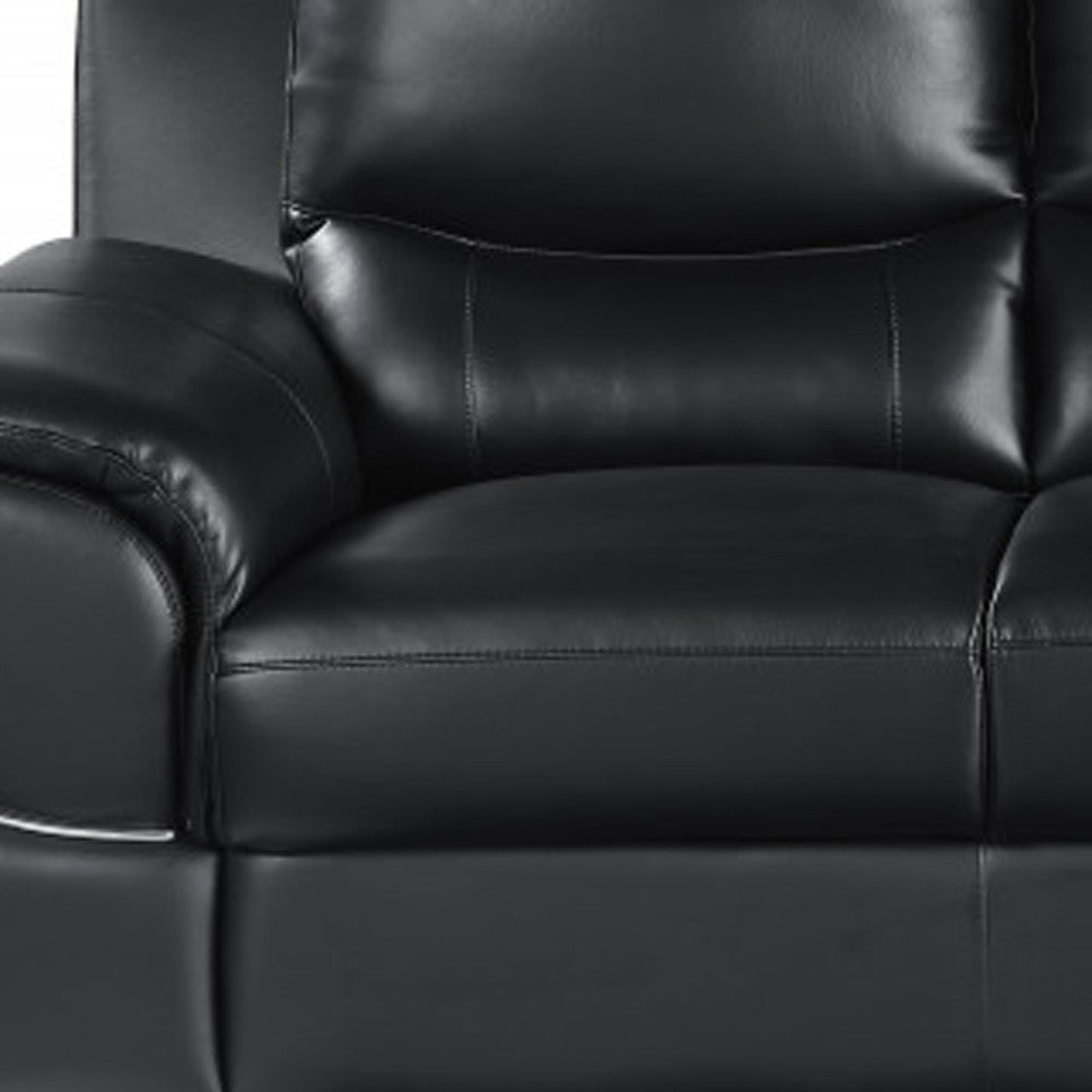 85" Black Genuine Leather Sofa