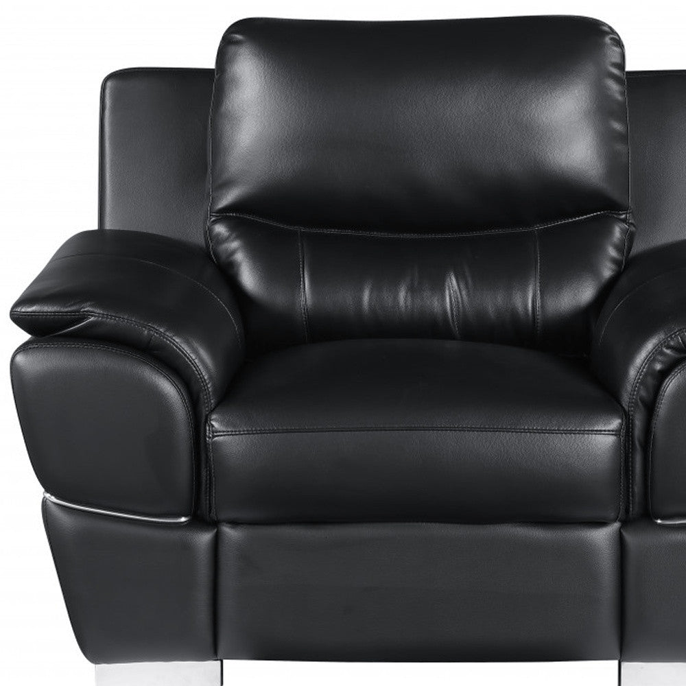 48" Gray And Silver Leather Match Club Chair