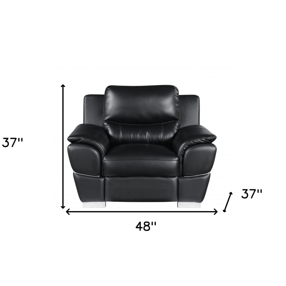 48" Gray And Silver Leather Match Club Chair