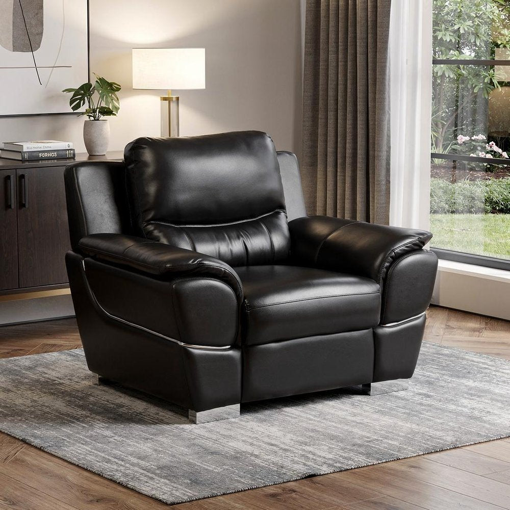 48" Gray And Silver Leather Match Club Chair