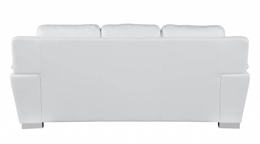 85" White Genuine Leather Sofa